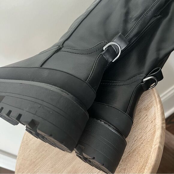 Sam Edelman Lerue Over The Knee Stretch Side Zip Lug Combat Boots Black NWOB - Picture 12 of 13